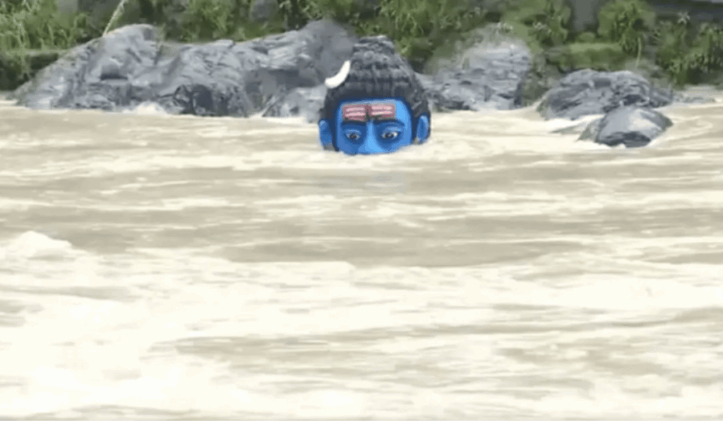 Rudraprayag Flood Alert: Alaknanda River Swells, 15-Foot Shiva Statue Submerged Amid Monsoon Fury