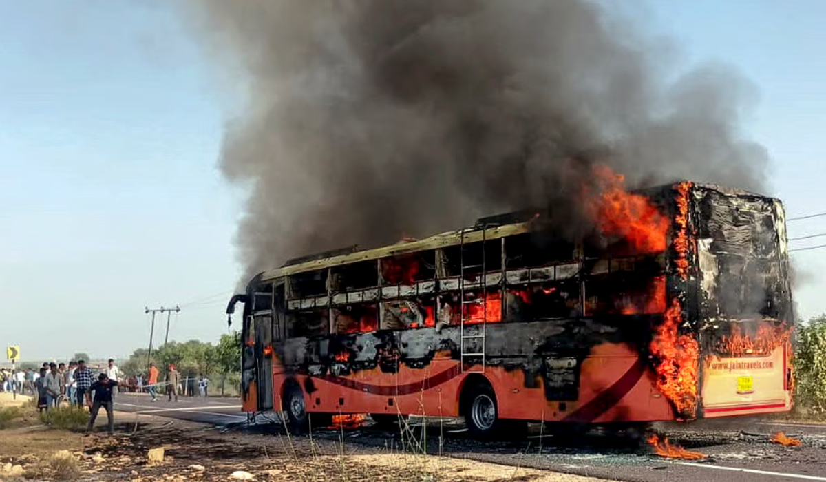 20 Dead, 16 Injured as Jodhpur-Bound Bus Catches Fire Near Jaisalmer: Short Circuit Suspected