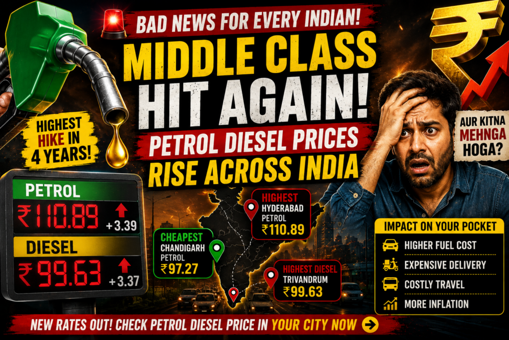 petrol diesel prices rise across india