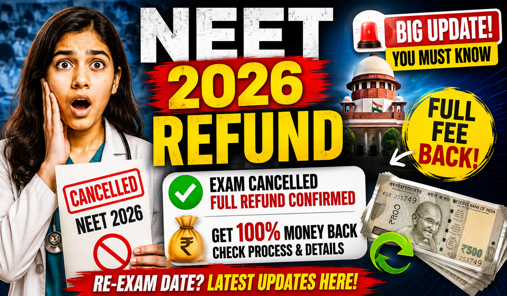 NEET 2026 Cancelled! Govt Announces Full Refund