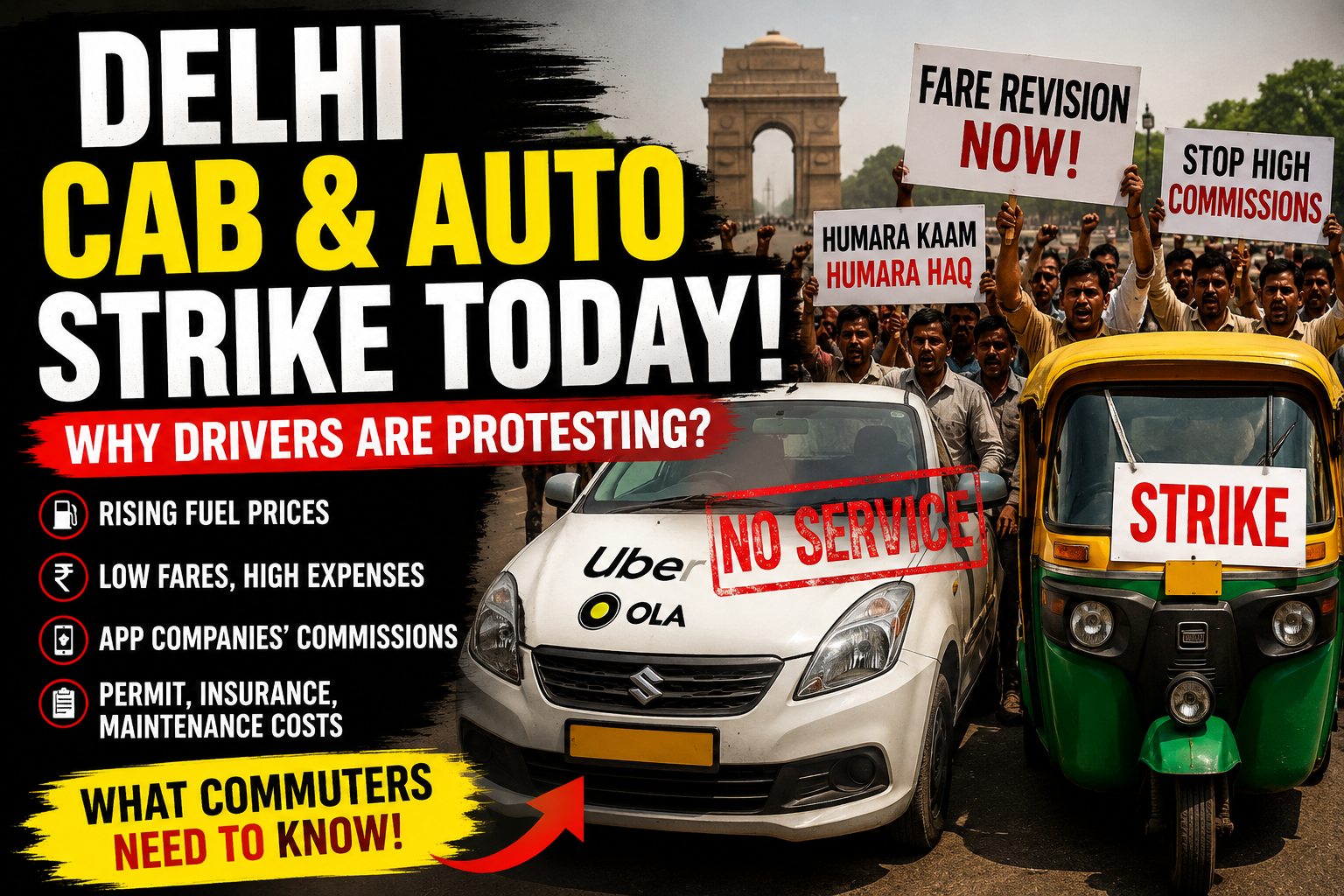 Why Cabs and Autos Are on Strike in Delhi Today? Full Story Behind the NCR Transport Protest