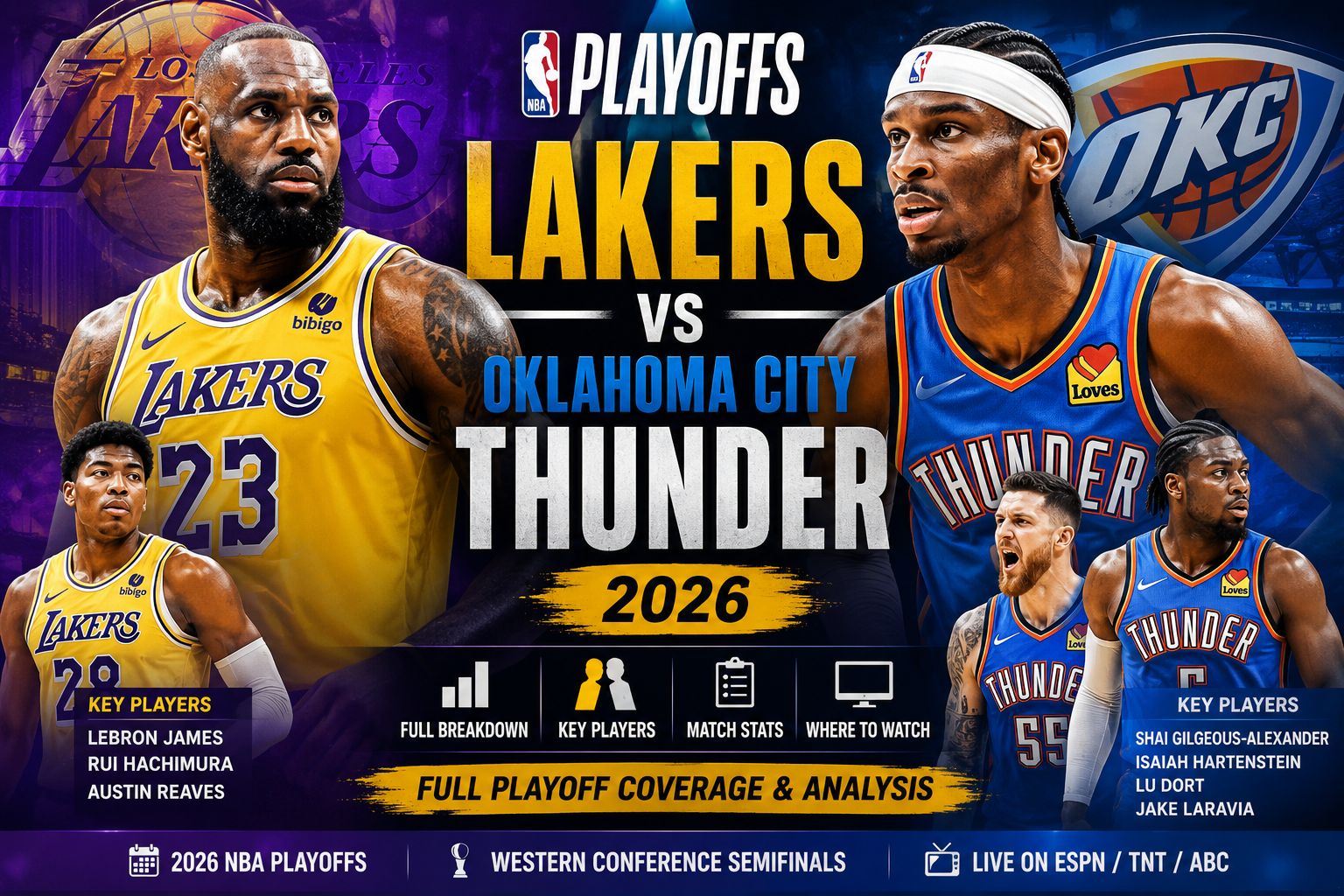 Lakers vs Oklahoma City Thunder 2026: Full Playoff Breakdown, Key Players, Match Stats & Where to Watch