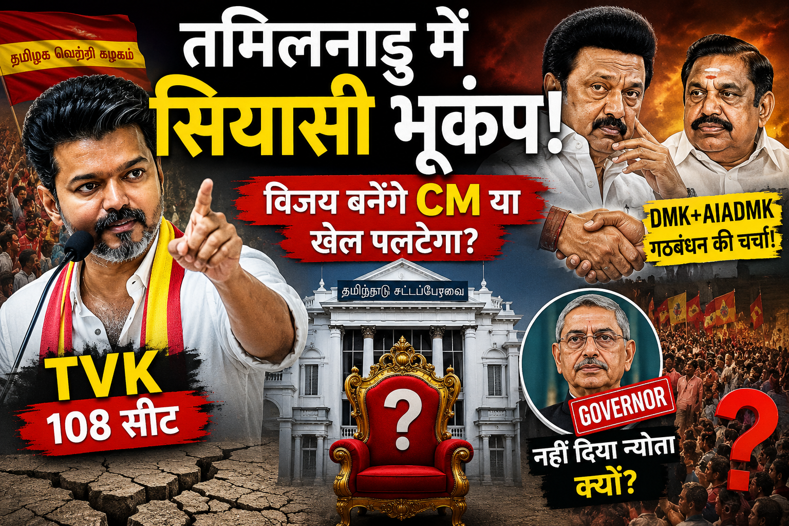 Tamil Nadu Political Earthquake 2026: Vijay’s TVK Stuns DMK & AIADMK, But Government Formation Still in Suspense