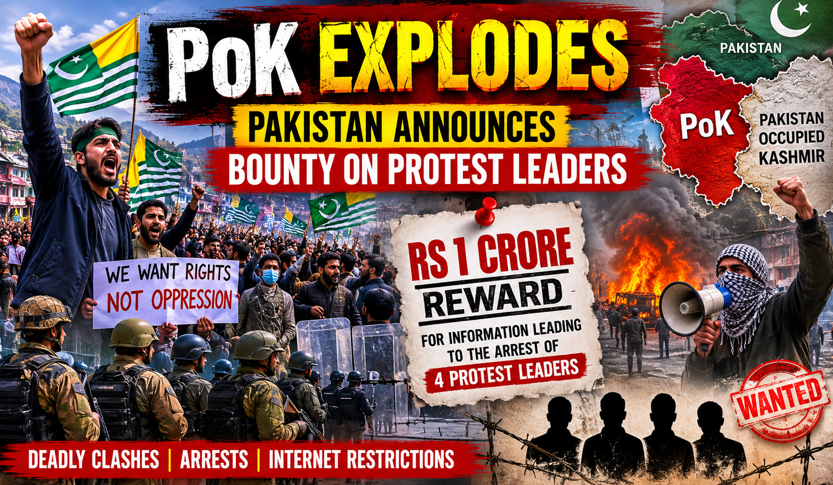 PoK Explodes: Pakistan Announces Rs 1 Crore Bounty on Protest Leaders Amid Escalating Unrest