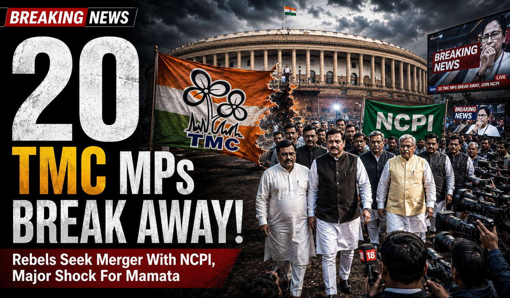 20 Rebel Trinamool MPs Seek Merger with NCPI: Major Political Crisis for Mamata Banerjee