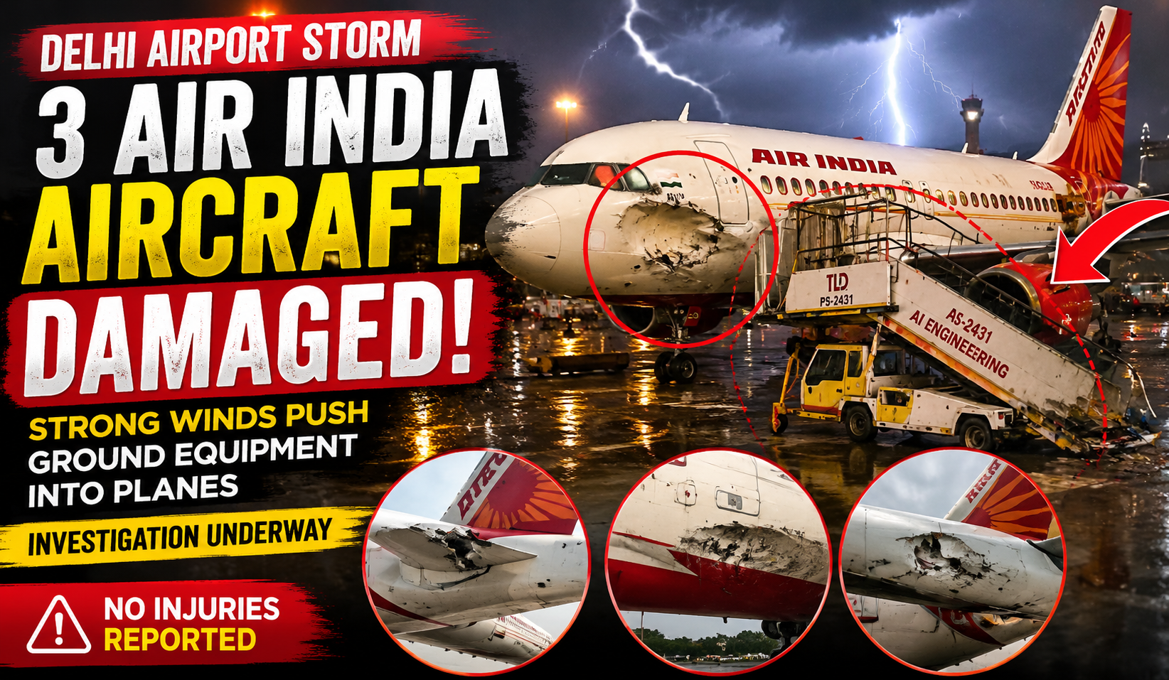 3 Air India Aircraft Damaged at Delhi Airport During Severe Rain and Storm: Questions Raised Over Ground Safety