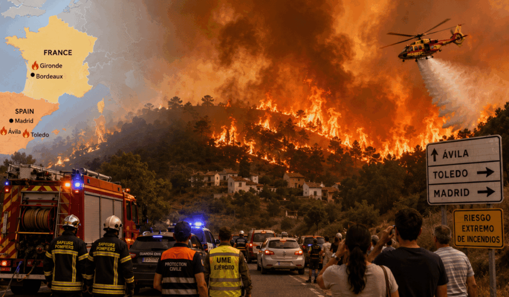 Wildfires in France and Spain