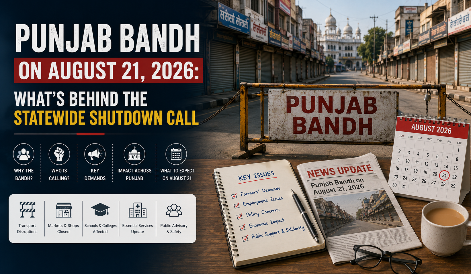 Punjab Bandh on August 21, 2026: What’s Behind the Statewide Shutdown Call